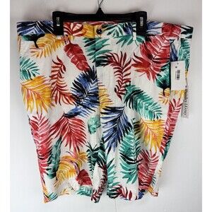 Paisley and Gray Slim Fit Linen Blend Shorts Size: 36